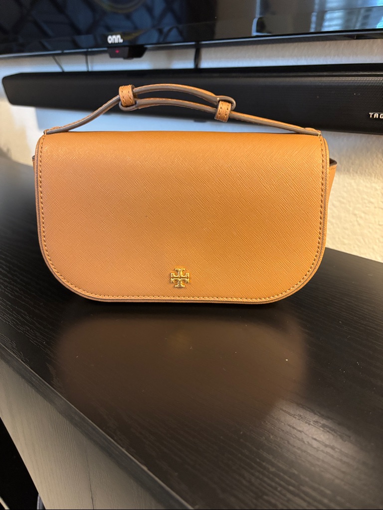 Tory Burch Kira Crossbody Bag In Saddle Brown With Gold Hardware